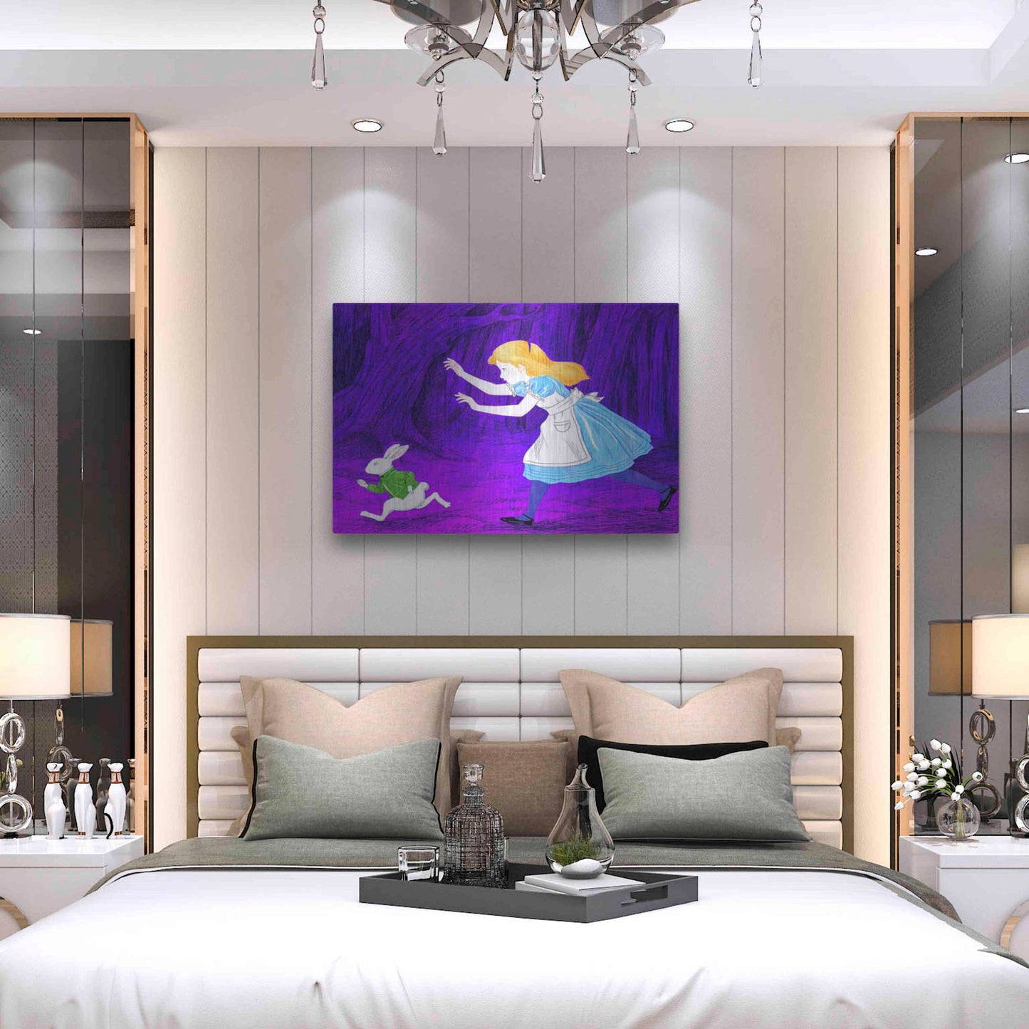 Luxe Metal Art 'Alice's and the Rabbit' by Sai Tamiya, Metal Wall Art,36x24