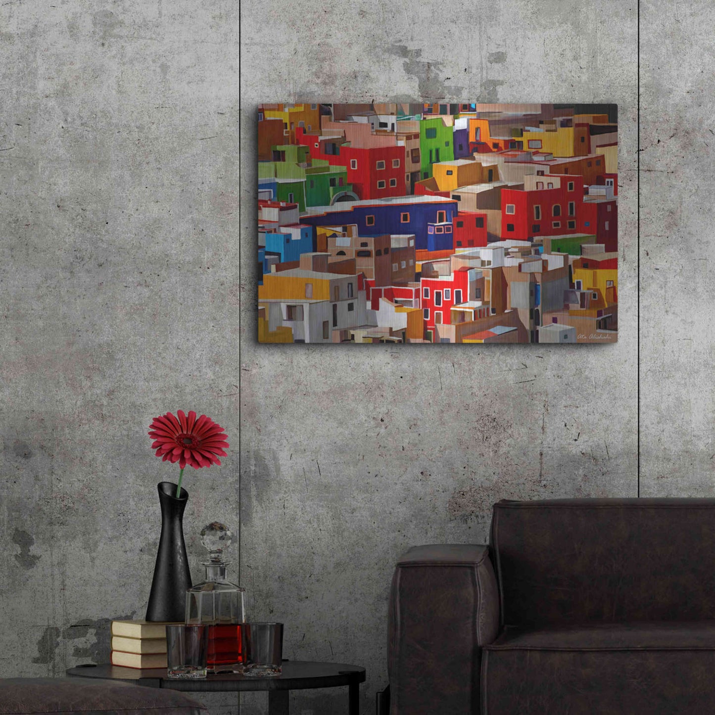 Luxe Metal Art 'Color town' by Ata Alishahi, Metal Wall Art,36x24