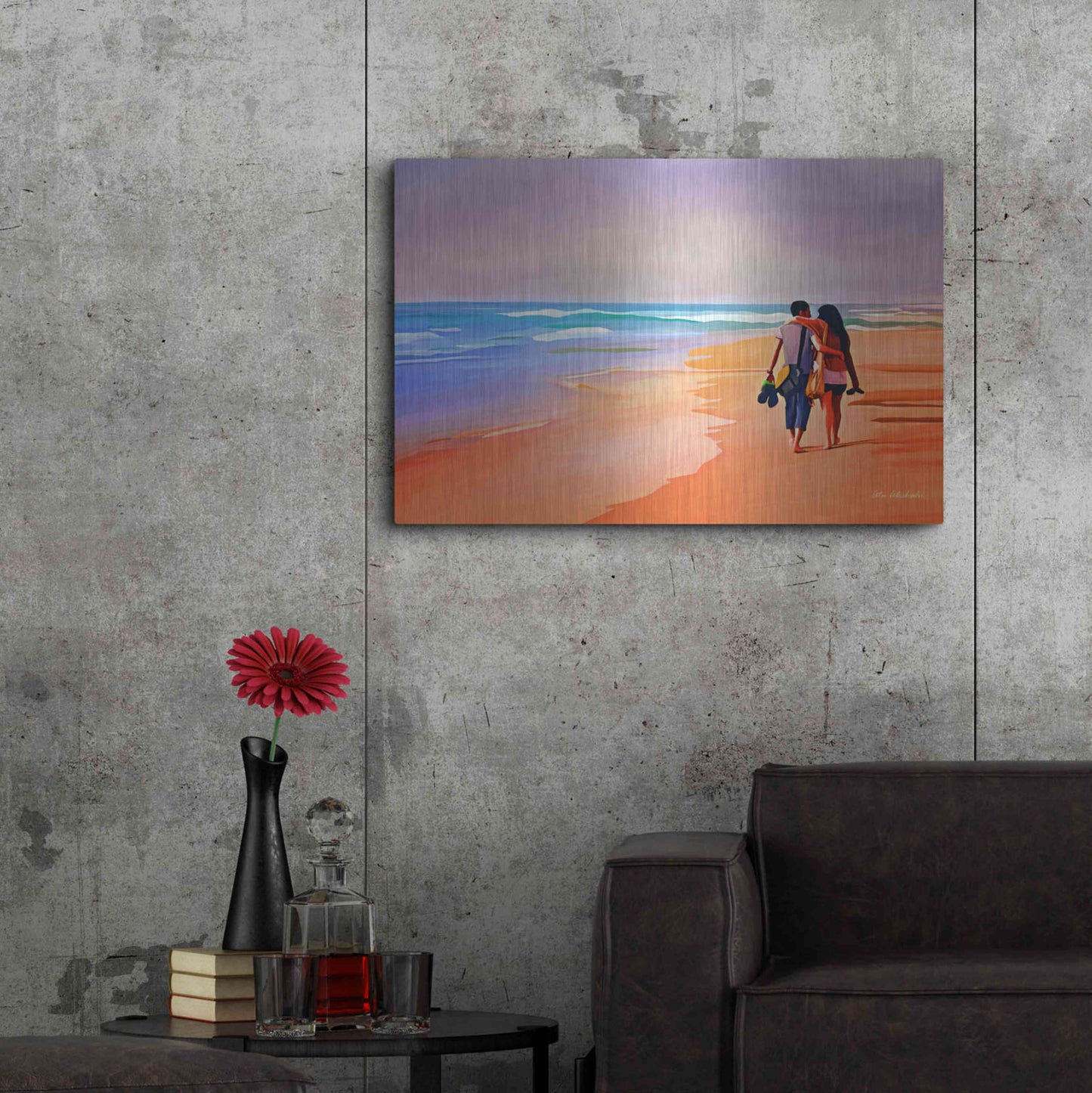 Luxe Metal Art 'Beach Walk' by Ata Alishahi, Metal Wall Art,36x24