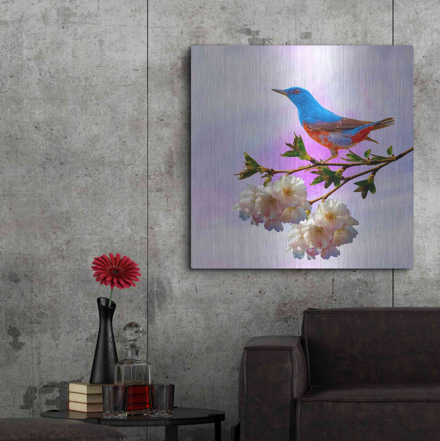 Luxe Metal Art 'Spring Bird 3B' by Ata Alishahi, Metal Wall Art,36x36