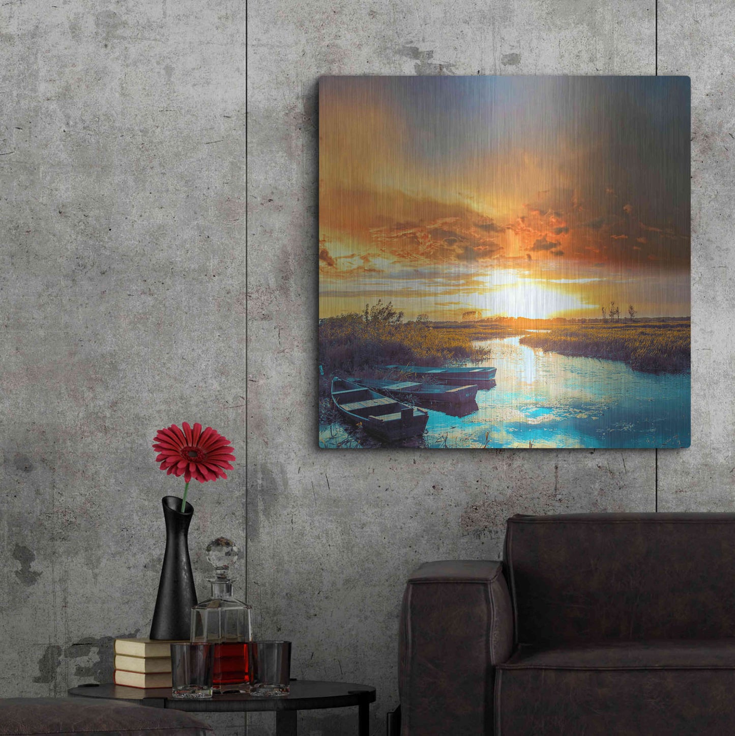 Luxe Metal Art 'Sun Down Light' by Ata Alishahi, Metal Wall Art,36x36