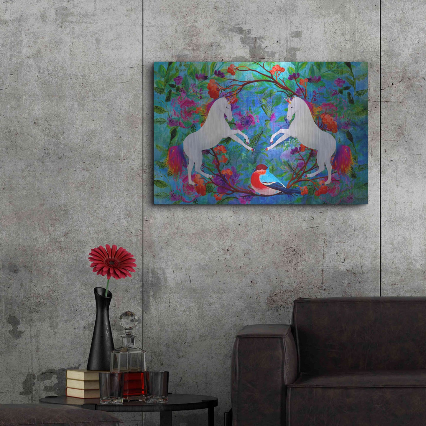 Luxe Metal Art 'White Horses In My Dream' by Ata Alishahi, Metal Wall Art,36x24