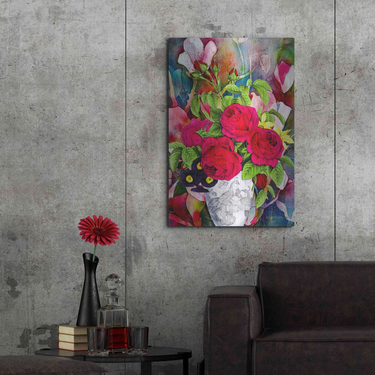 Luxe Metal Art 'Flowers P49' by Ata Alishahi, Metal Wall Art,24x36