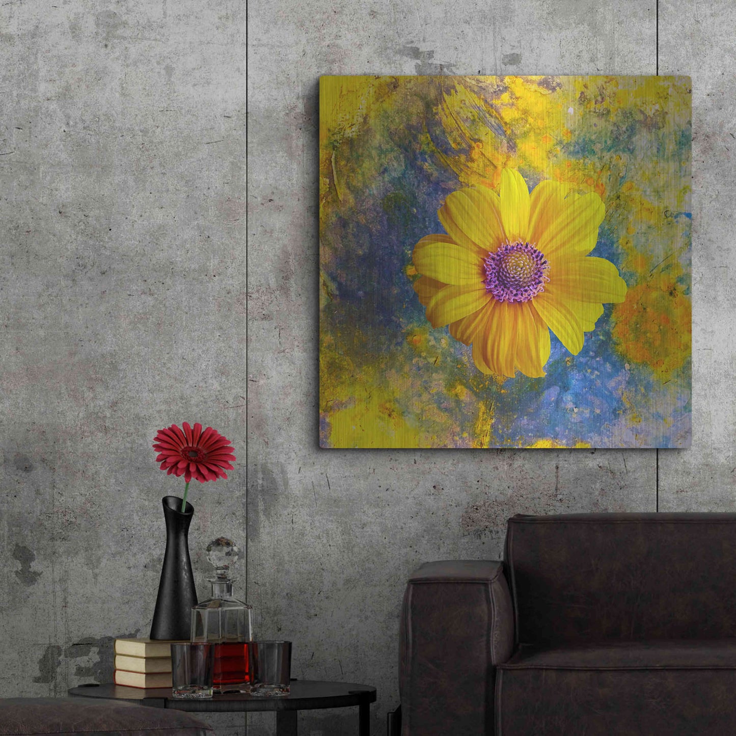 Luxe Metal Art 'Yellow Is Nice' by Ata Alishahi, Metal Wall Art,36x36