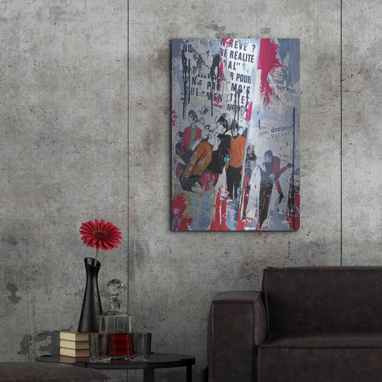 Luxe Metal Art 'Red Realite' by David Drioton, Metal Wall Art,24x36