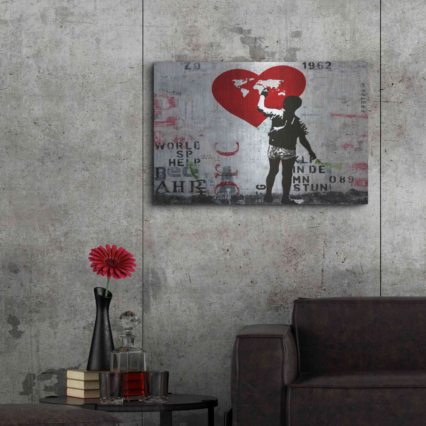 Luxe Metal Art 'ONLY ONE WORLD' by DB Waterman,36x24