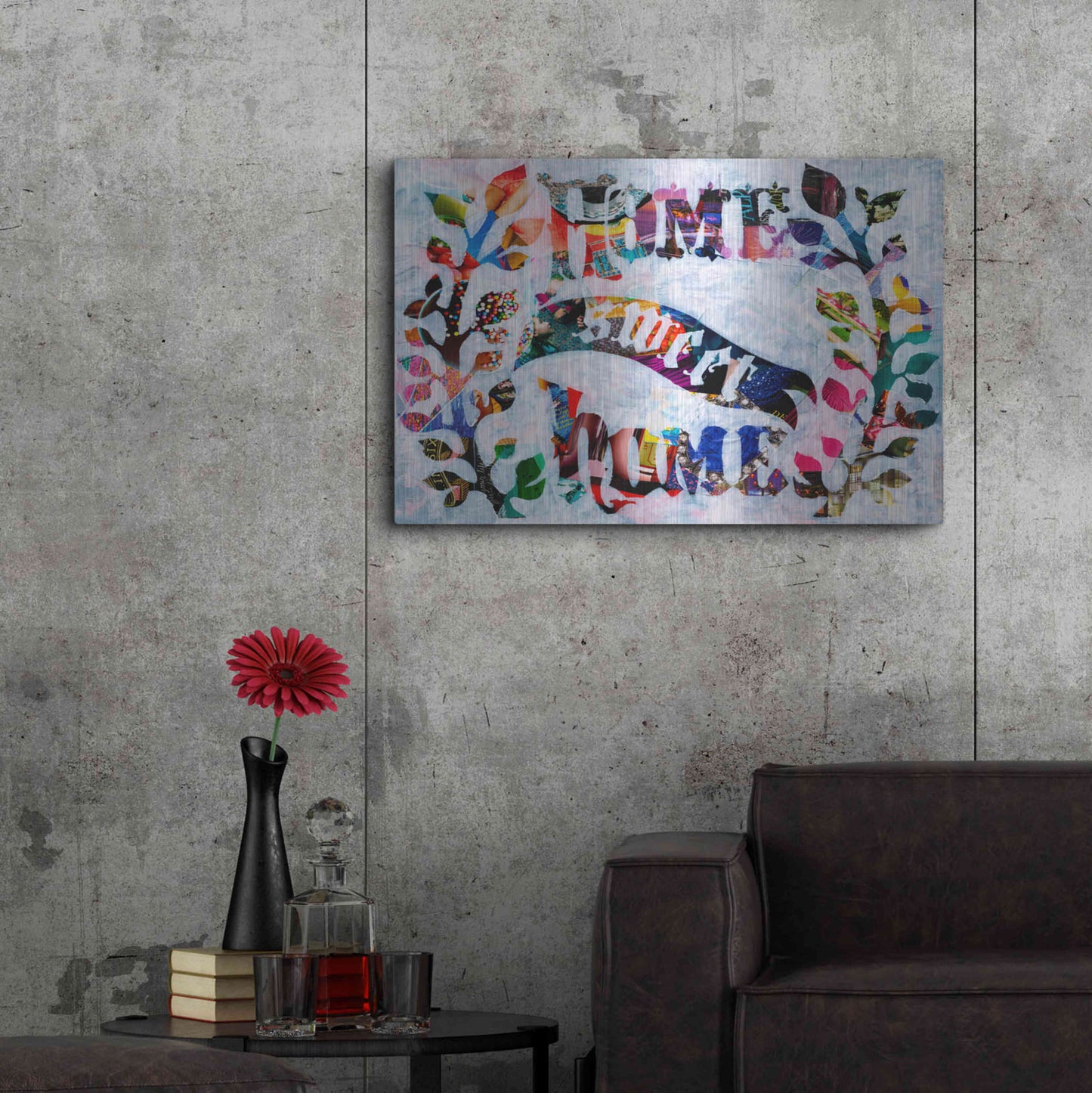 Luxe Metal Art 'Home Sweet Home' by Artpoptart, Metal Wall Art,36x24