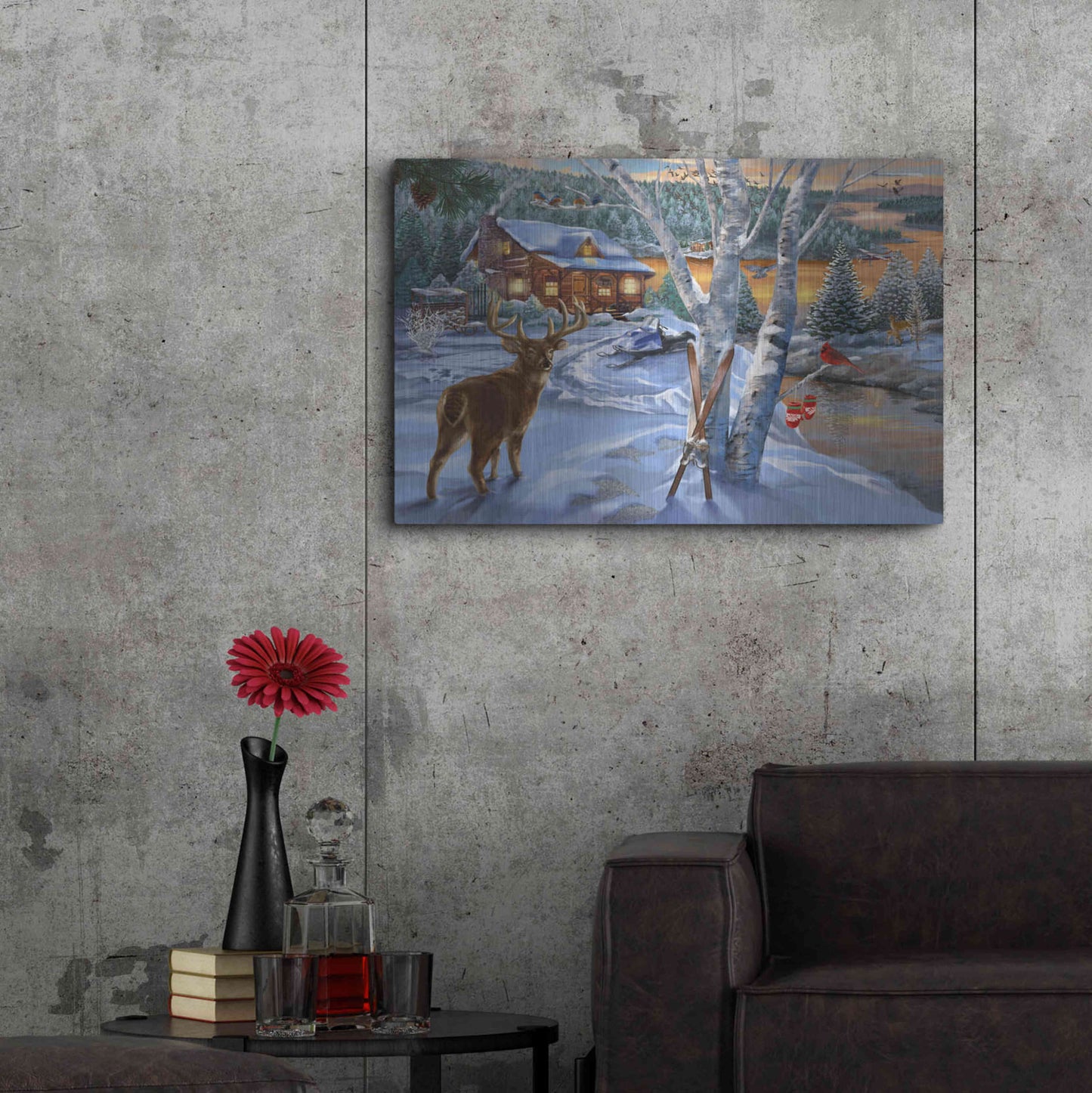 Luxe Metal Art 'Buck River' by Bigelow Illustrations, Metal Wall Art,36x24