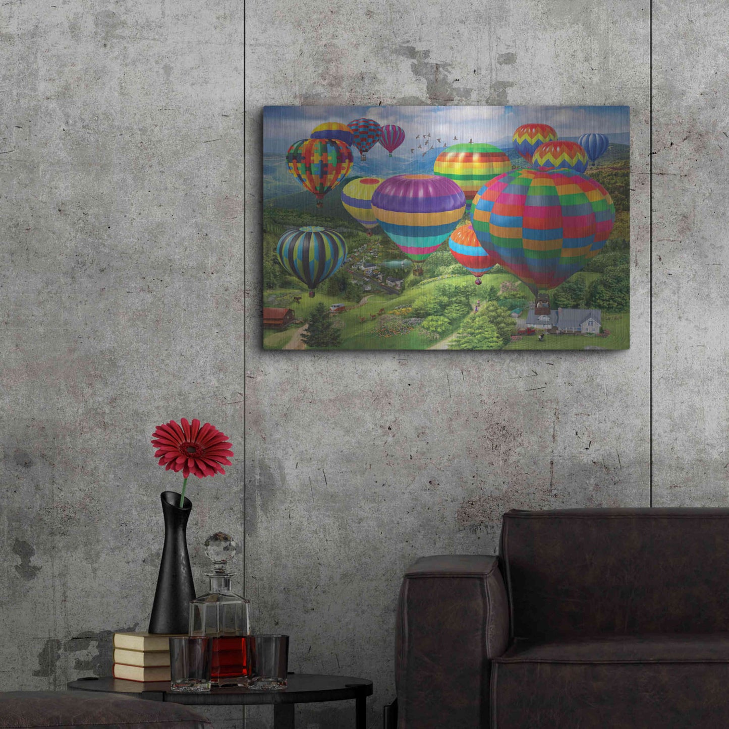 Luxe Metal Art 'Sailing Over the Valley' by Bigelow Illustrations, Metal Wall Art,36x24