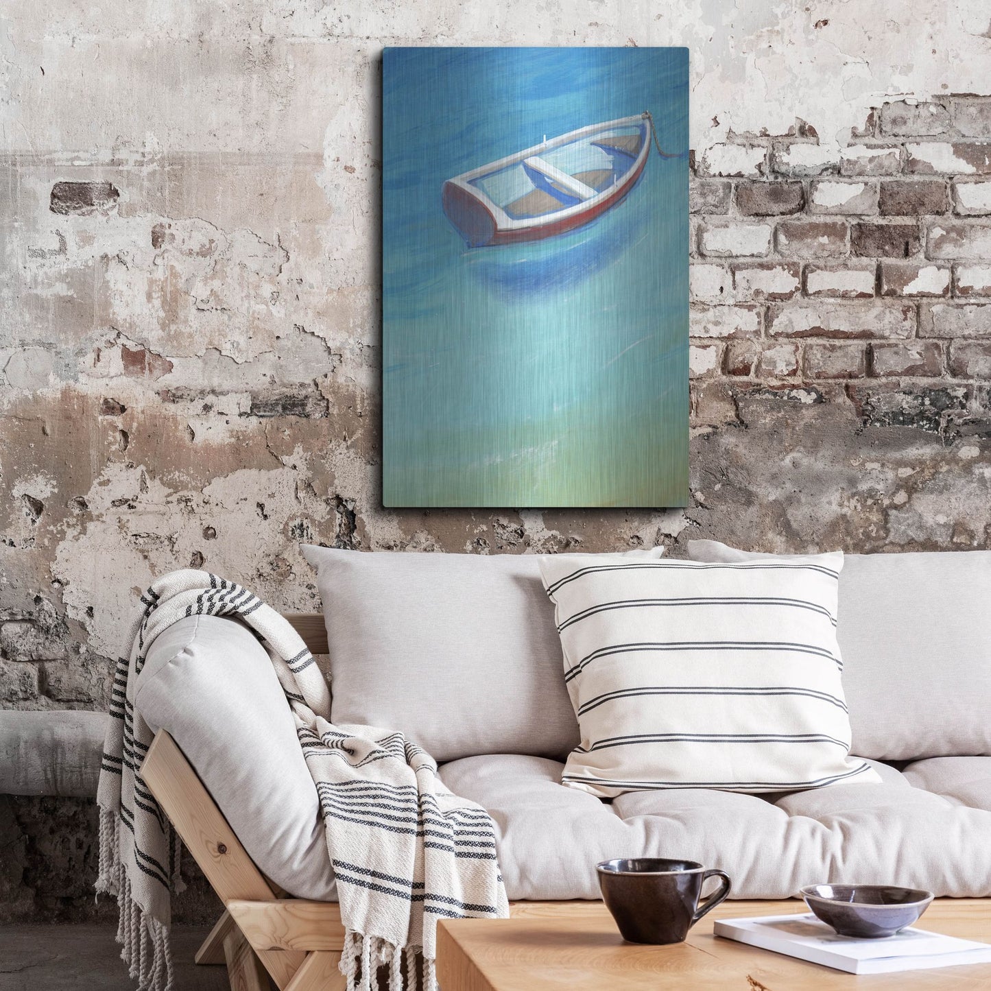 Luxe Metal Art 'Anchored Dingy II' by Tim O'Toole, Metal Wall Art,24x36