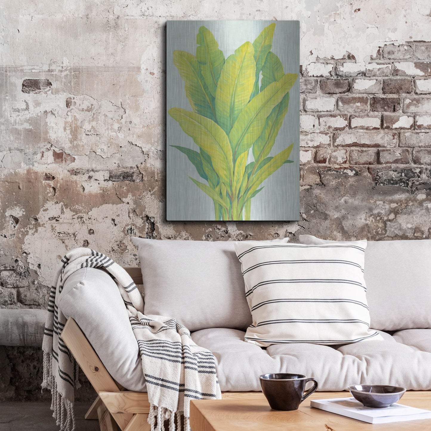 Luxe Metal Art 'Chartreuse Tropical Foliage I' by Tim O'Toole, Metal Wall Art,24x36