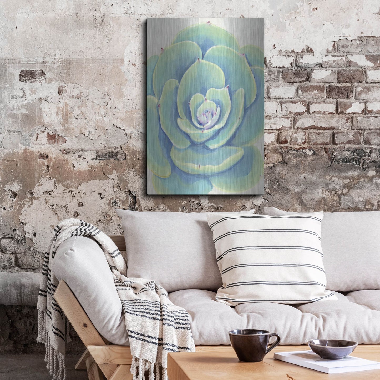 Luxe Metal Art 'Pastel Succulent IV' by Tim O'Toole, Metal Wall Art,24x36