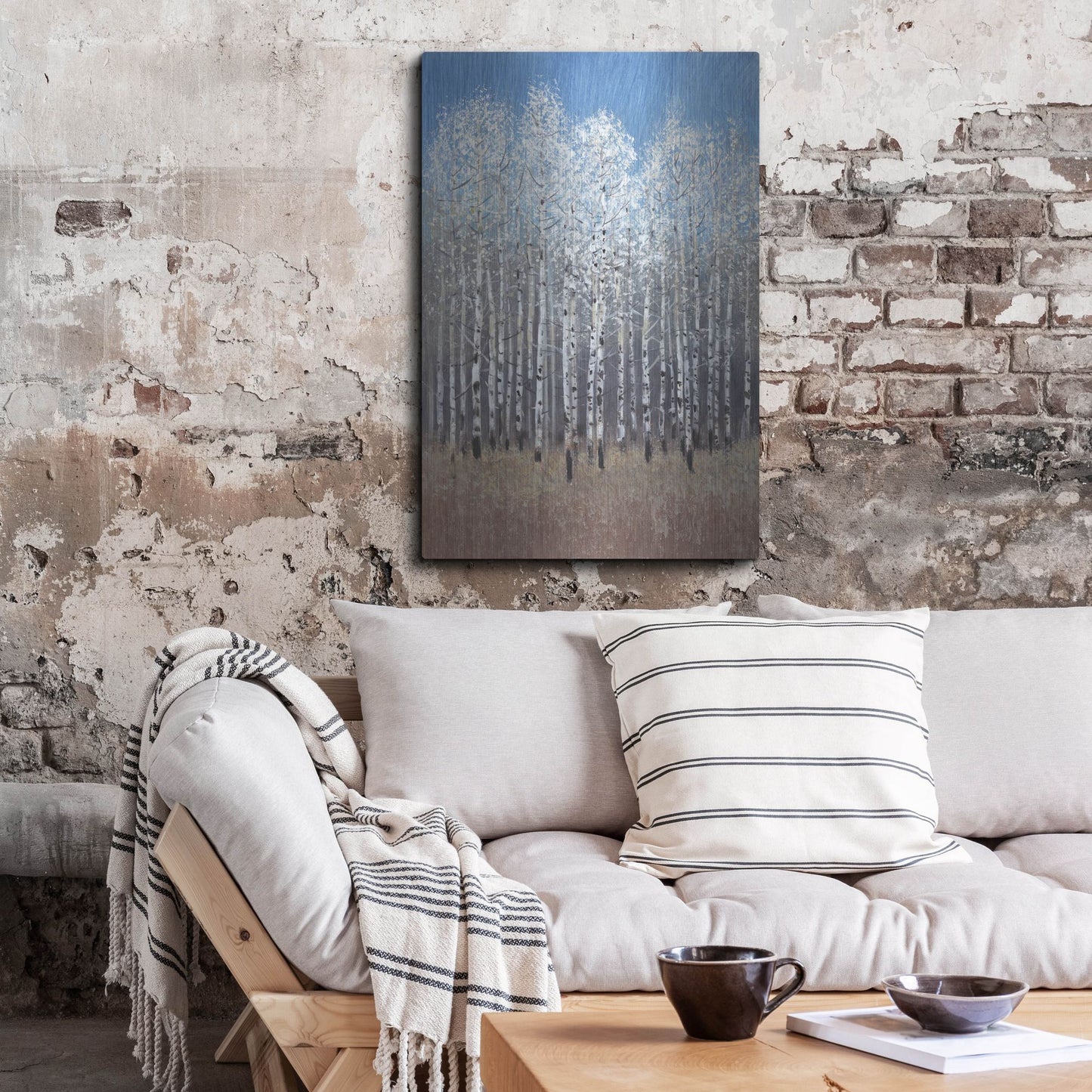 Luxe Metal Art 'Cobalt Birches I' by Tim O'Toole, Metal Wall Art,24x36