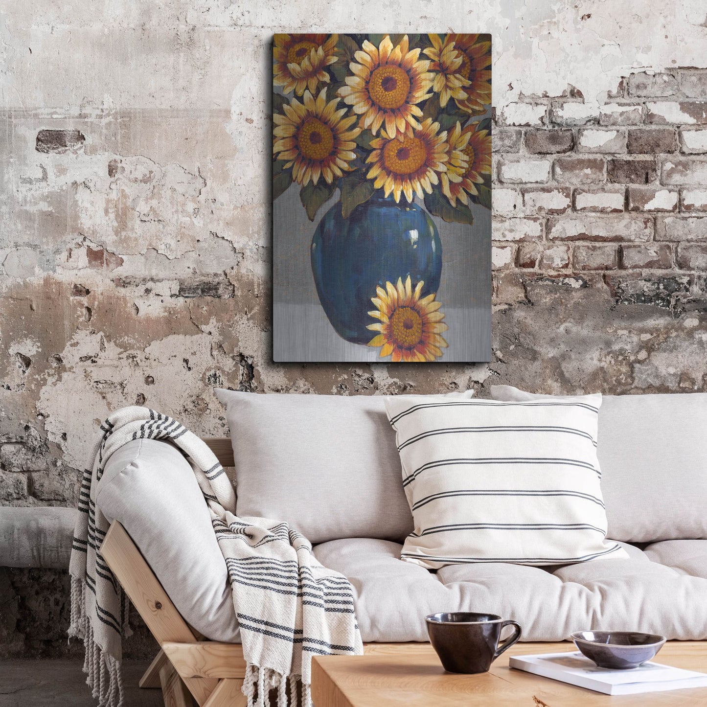 Luxe Metal Art 'Vase of Sunflowers I' by Tim O'Toole, Metal Wall Art,24x36