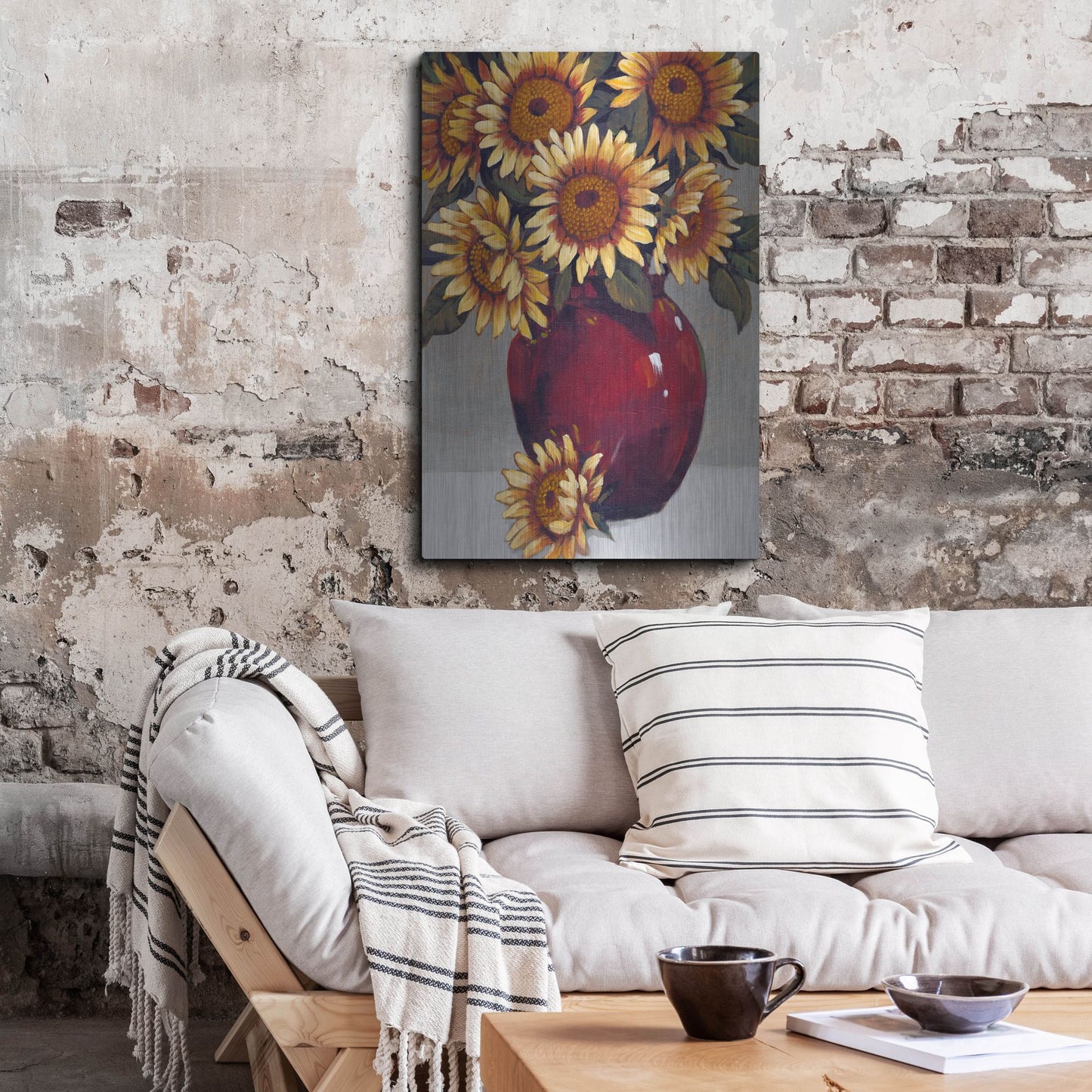 Luxe Metal Art 'Vase of Sunflowers II' by Tim O'Toole, Metal Wall Art,24x36