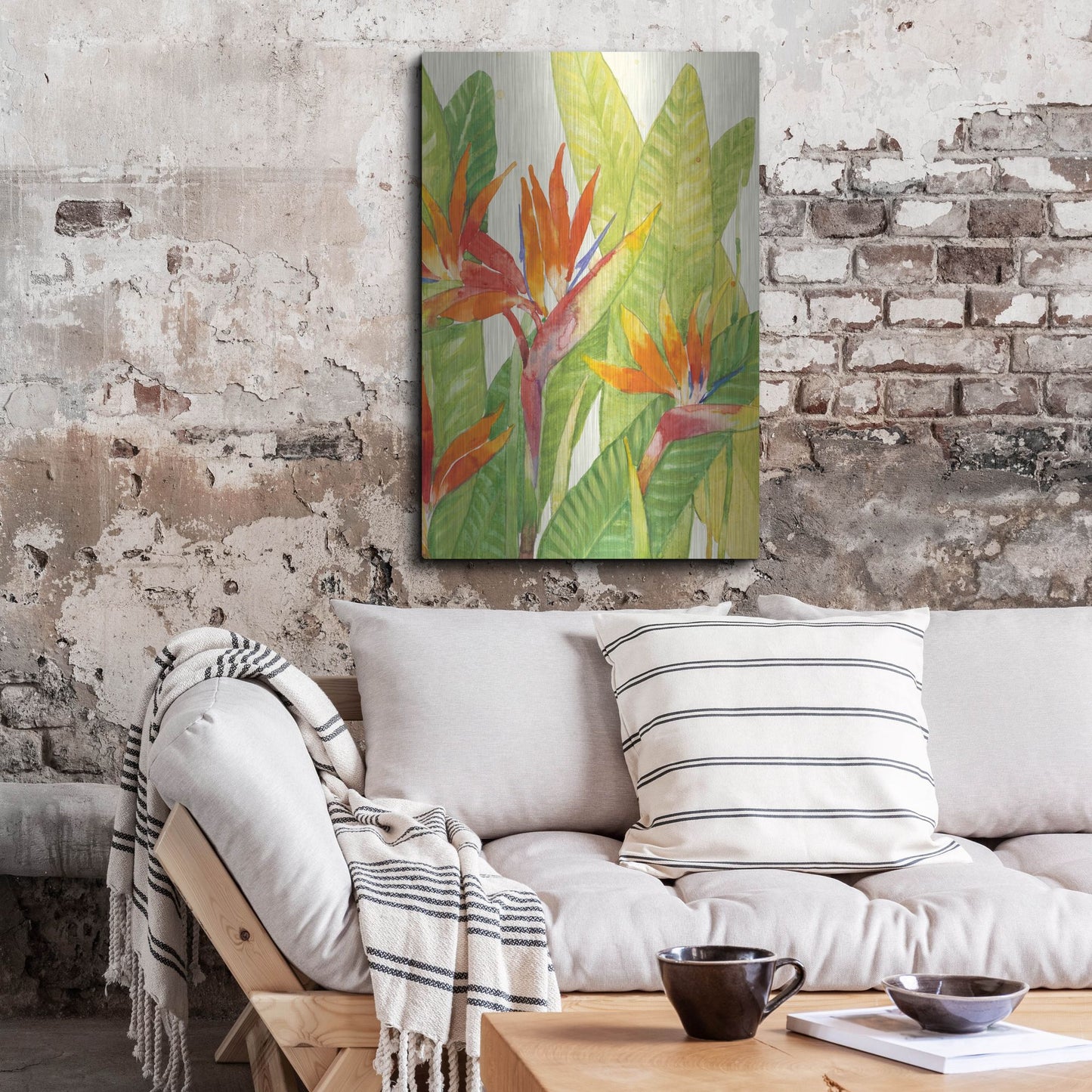 Luxe Metal Art 'Watercolor Tropical Flowers IV' by Tim O'Toole, Metal Wall Art,24x36