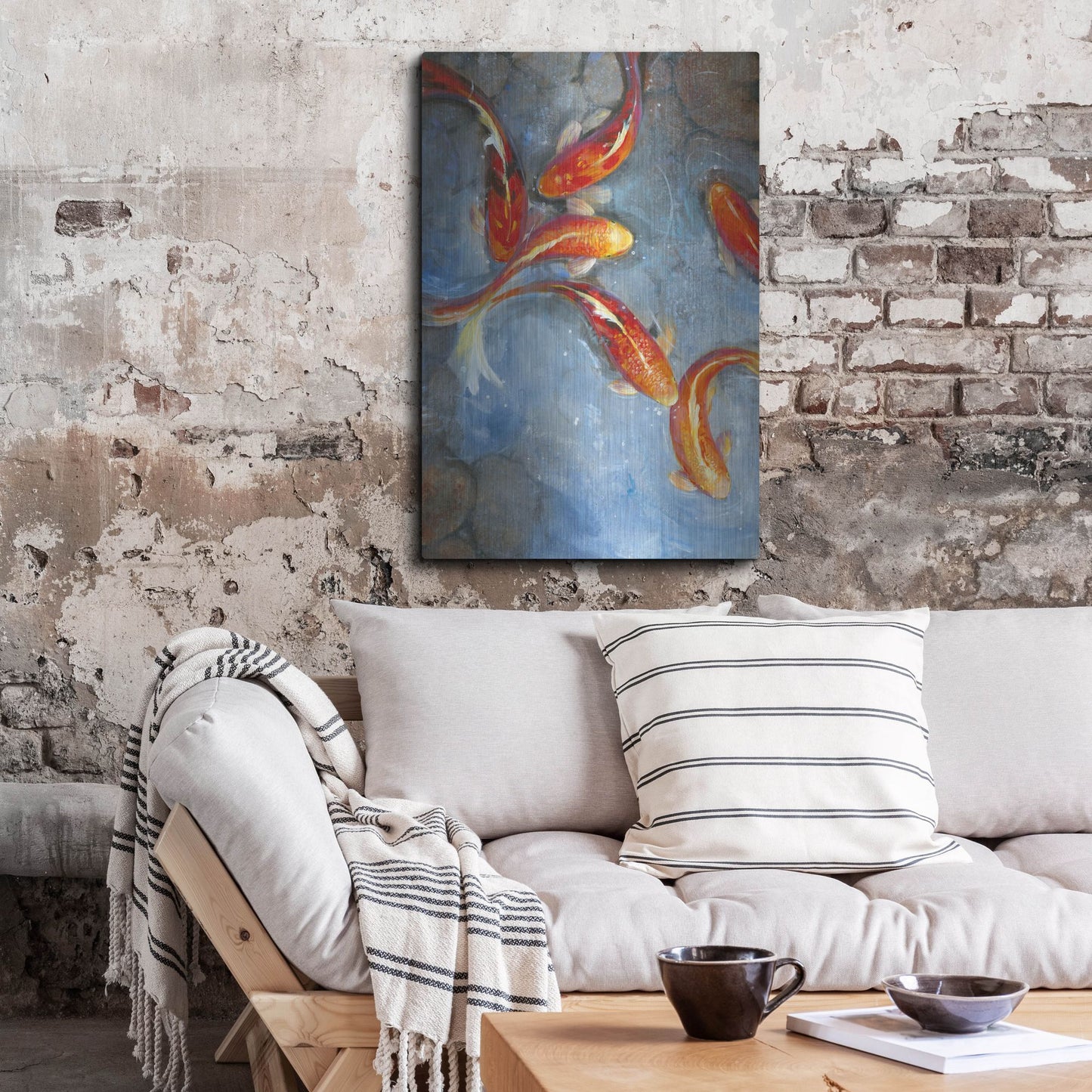 Luxe Metal Art 'Graceful Koi II' by Tim O'Toole, Metal Wall Art,24x36