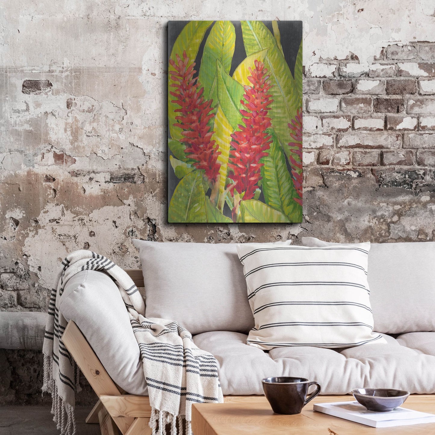 Luxe Metal Art 'Red Tropical Flowers I' by Tim O'Toole, Metal Wall Art,24x36