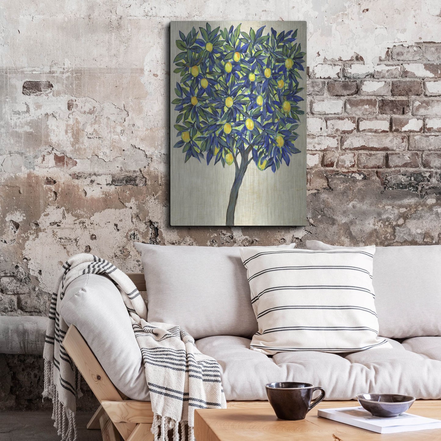 Luxe Metal Art 'Lemon Tree Composition II' by Tim O'Toole, Metal Wall Art,24x36