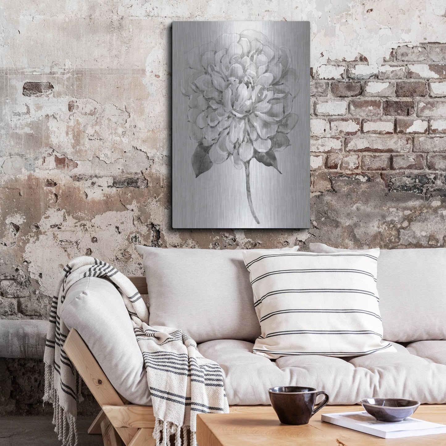 Luxe Metal Art 'Silvertone Floral I' by Tim O'Toole, Metal Wall Art,24x36