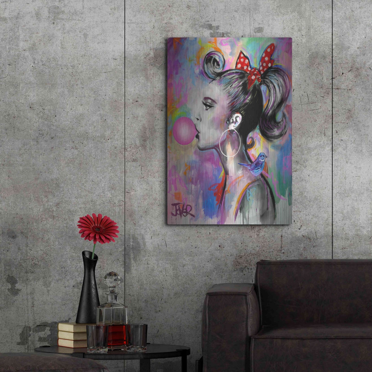 Luxe Metal Art 'Bubble Girl' by Loui Jover, Metal Wall Art,24x36