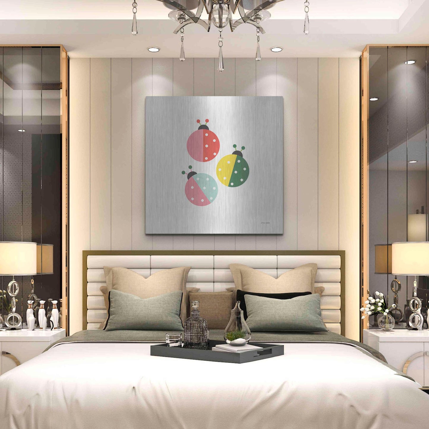 Luxe Metal Art 'Ladybugs Three' by Ann Kelle Designs, Metal Wall Art,36x36