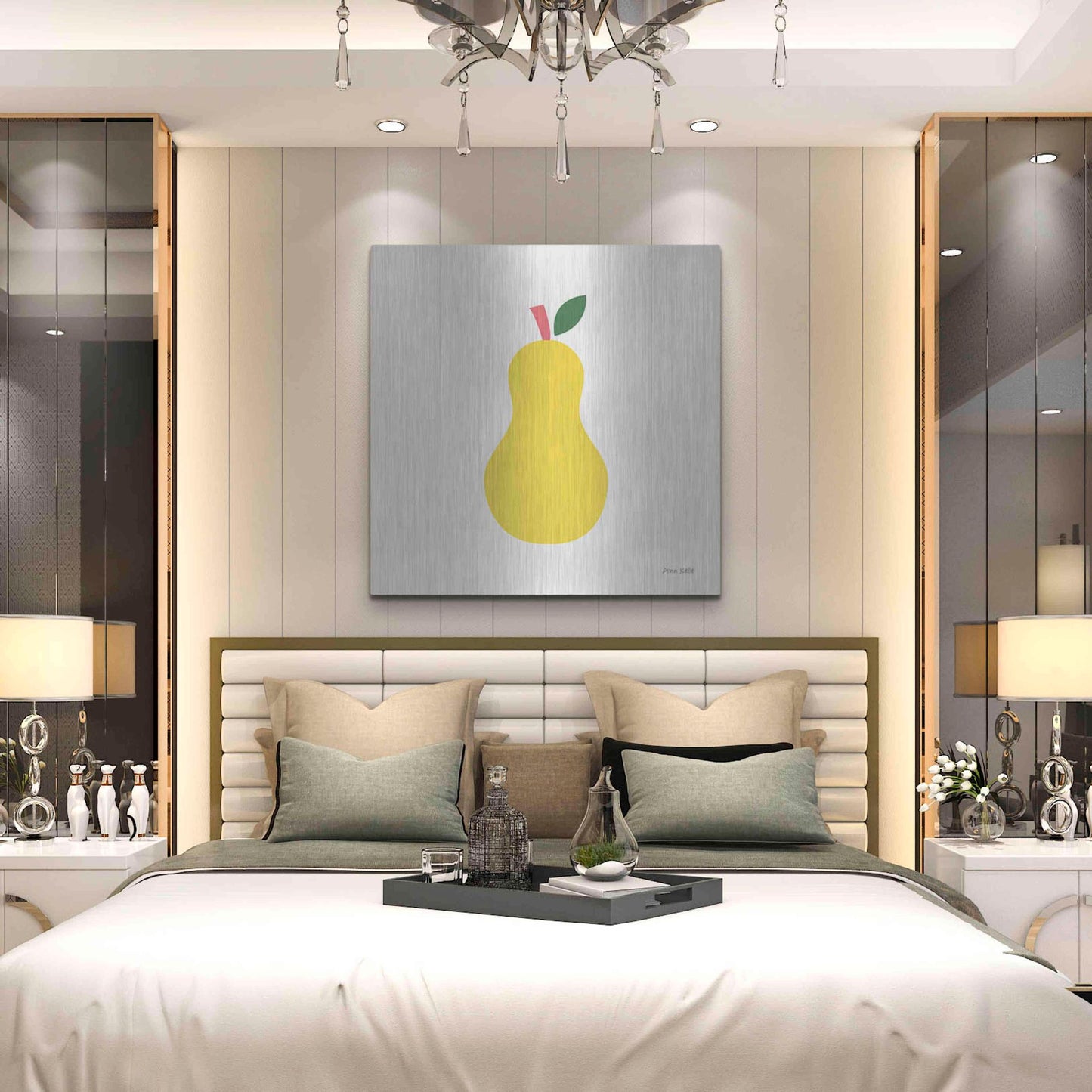 Luxe Metal Art 'Yellow Pear' by Ann Kelle Designs, Metal Wall Art,36x36