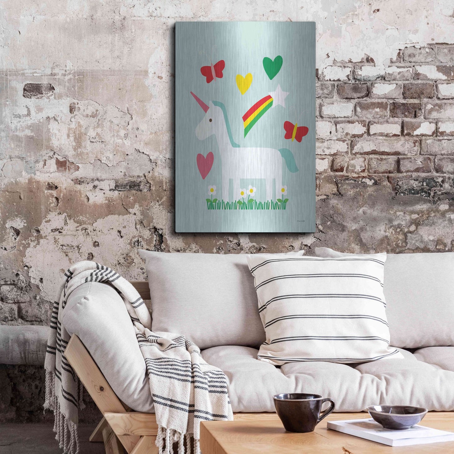 Luxe Metal Art 'Unicorn Fun II' by Ann Kelle Designs, Metal Wall Art,24x36