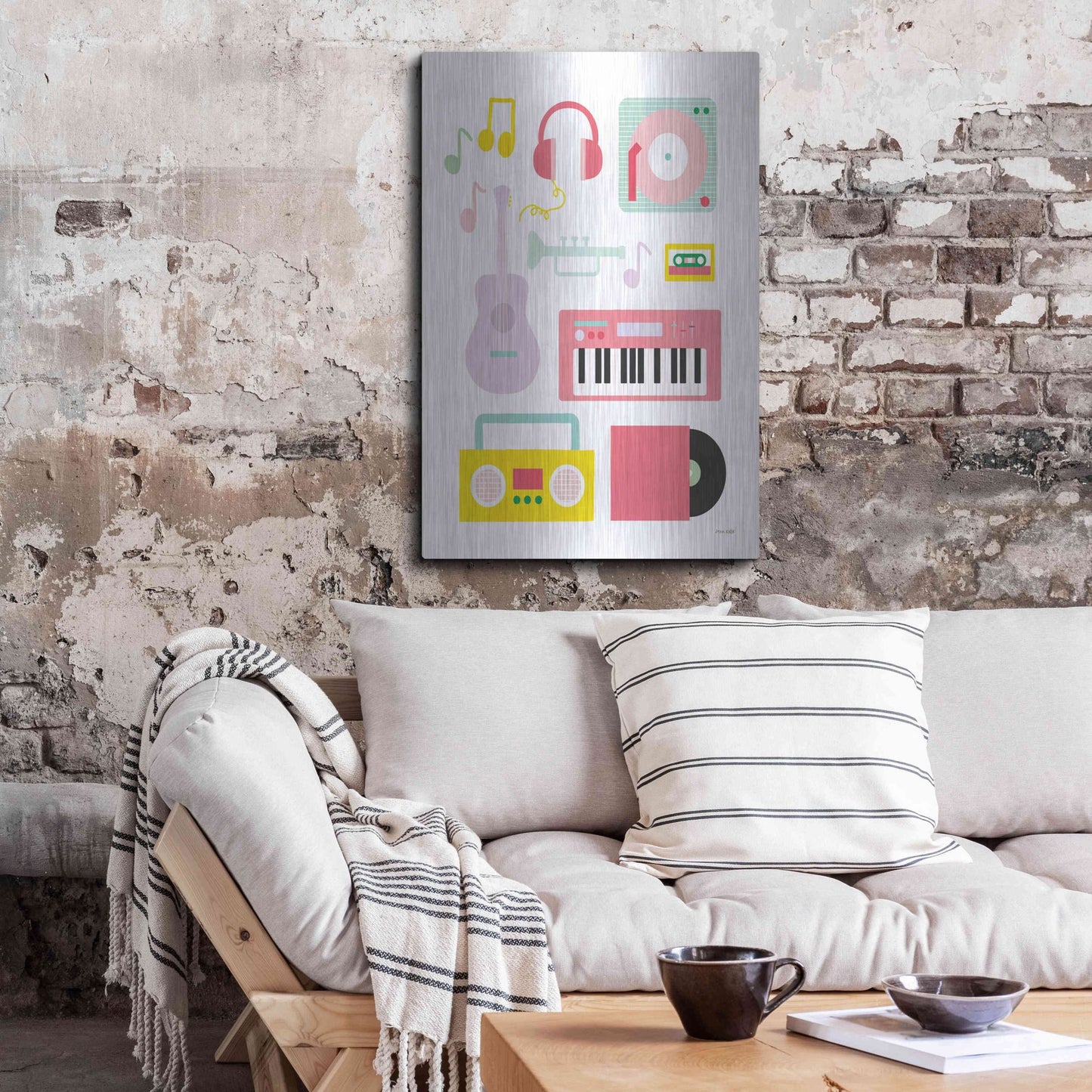 Luxe Metal Art 'Lets Listen to Music I' by Ann Kelle Designs, Metal Wall Art,24x36