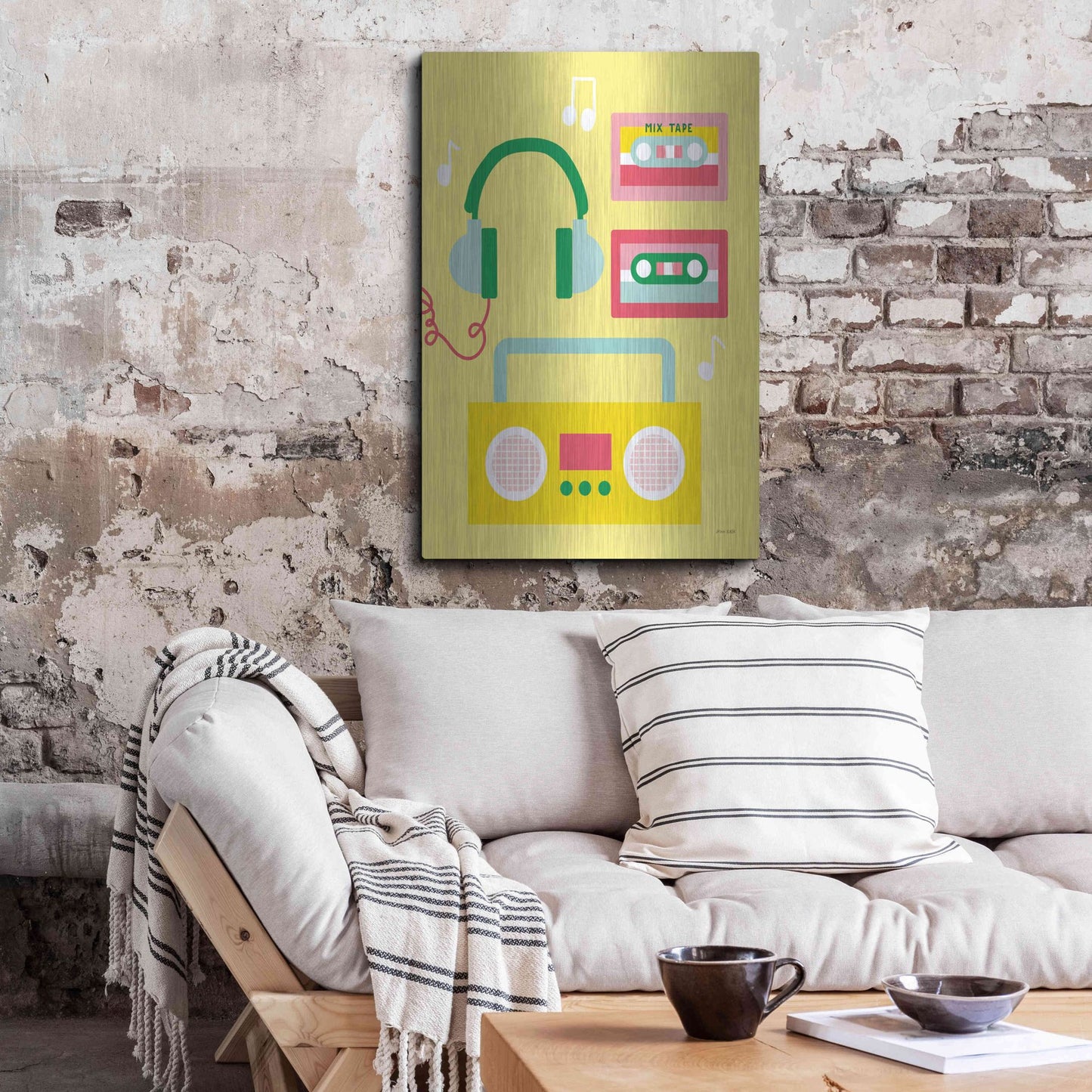 Luxe Metal Art 'Lets Listen to Music II' by Ann Kelle Designs, Metal Wall Art,24x36
