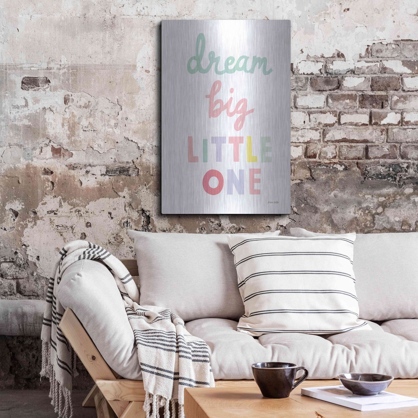 Luxe Metal Art 'Dream Big Little One Cursive' by Ann Kelle Designs, Metal Wall Art,24x36