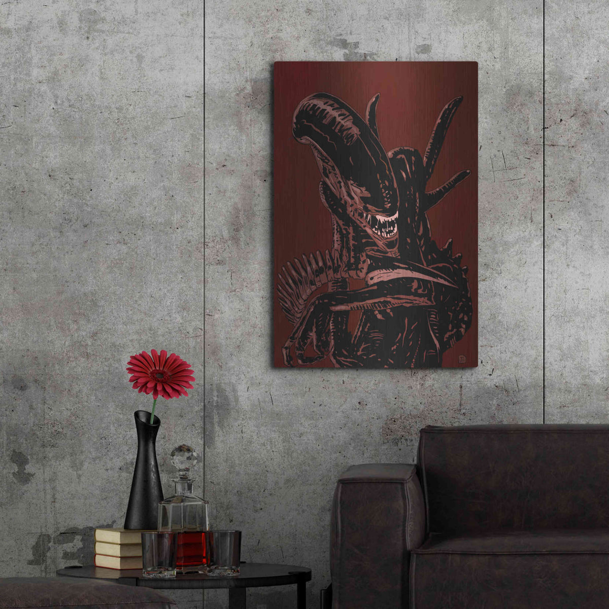 Luxe Metal Art 'Alien' by Giuseppe Cristiano, Metal Wall Art,24x36