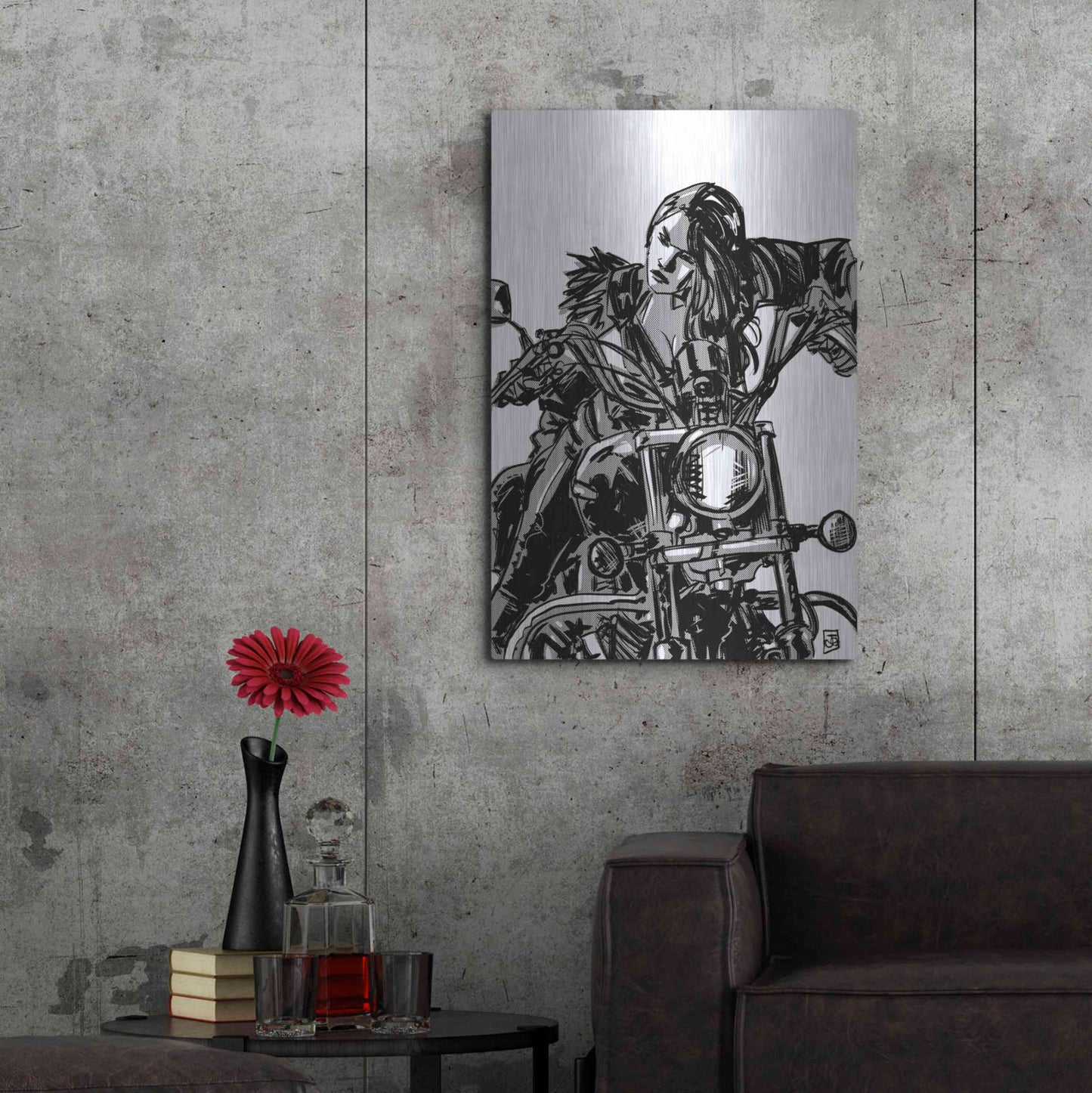 Luxe Metal Art 'Biker Girl' by Giuseppe Cristiano, Metal Wall Art,24x36
