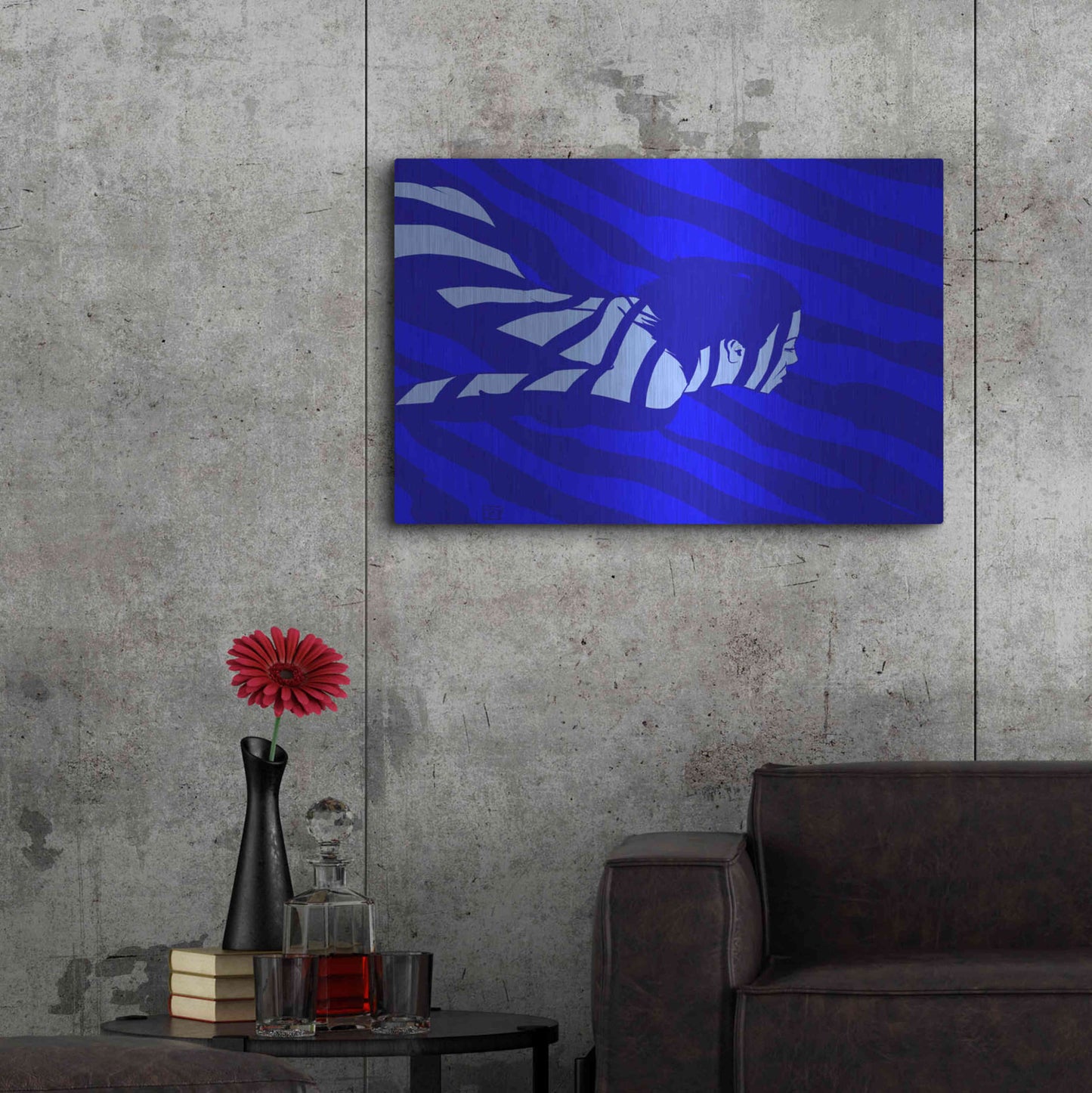 Luxe Metal Art 'Blue' by Giuseppe Cristiano, Metal Wall Art,36x24