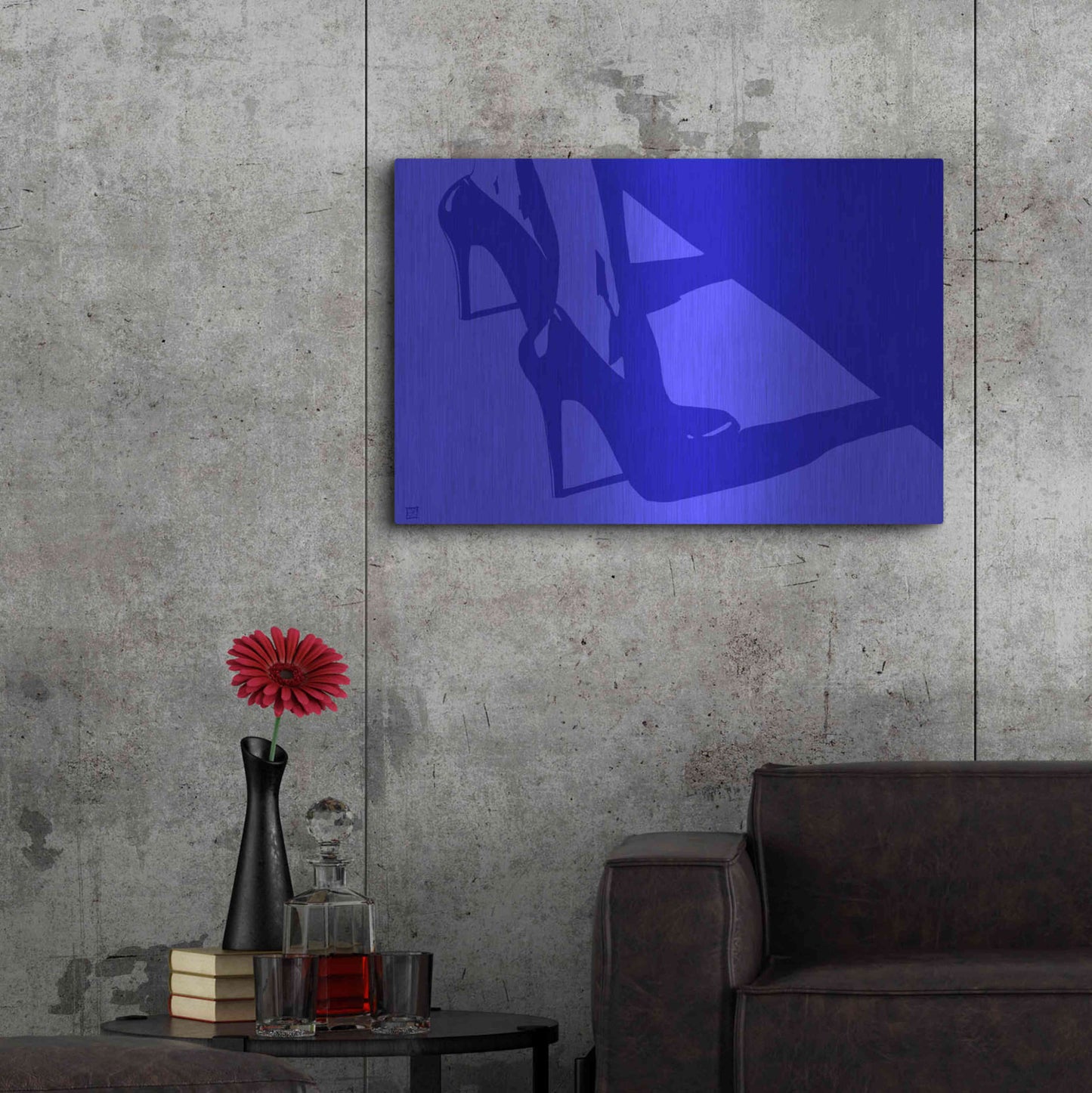 Luxe Metal Art 'Heels in blue' by Giuseppe Cristiano, Metal Wall Art,36x24