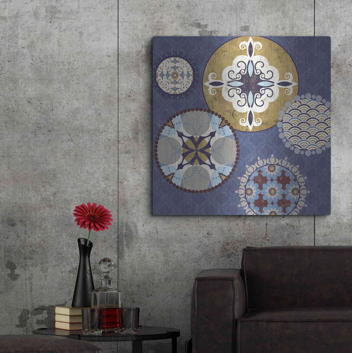 Luxe Metal Art 'Mediterranean Blue III' by Veronique Charron, Metal Wall Art,36x36