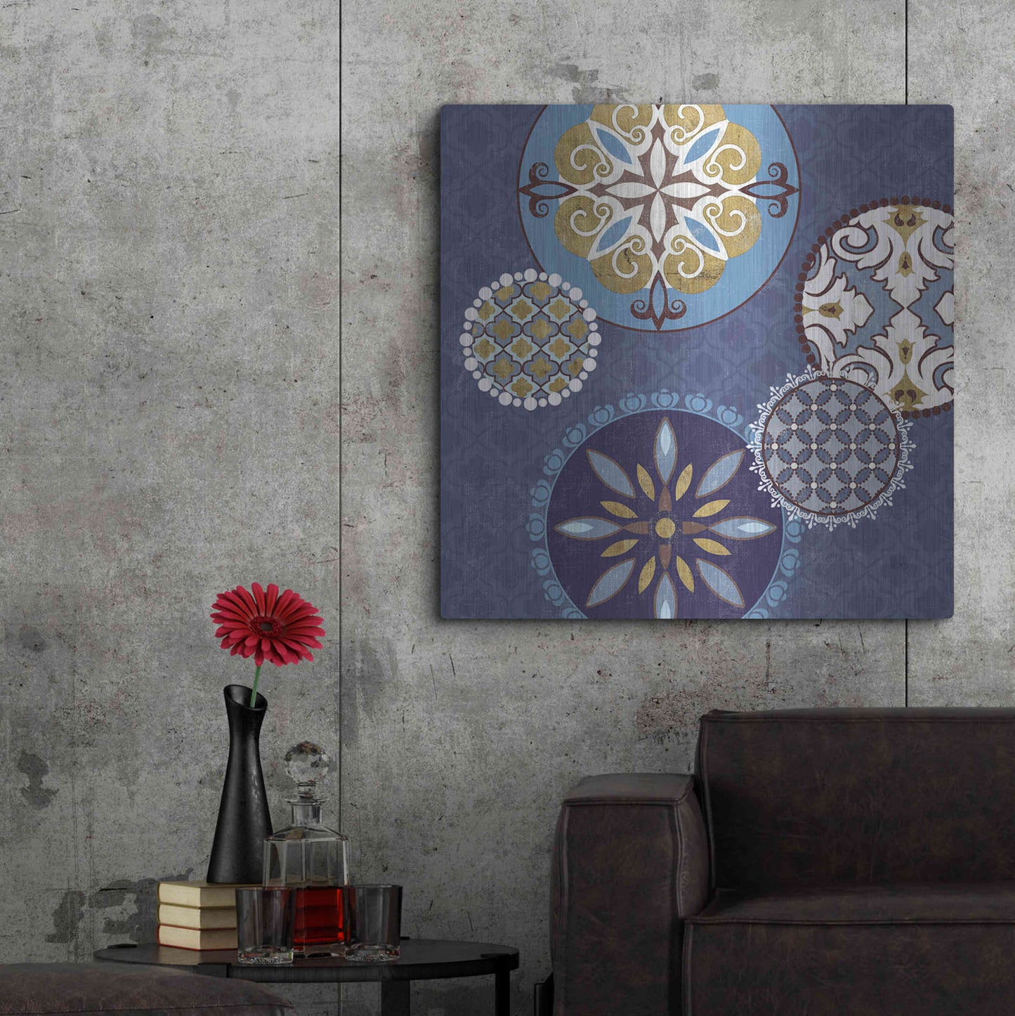 Luxe Metal Art 'Mediterranean Blue II' by Veronique Charron, Metal Wall Art,36x36