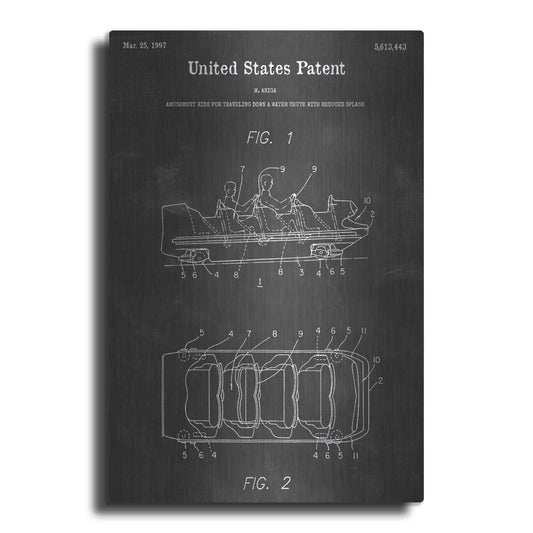 Luxe Metal Art 'Amusement Ride Vintage Patent Blueprint' by Epic Portfolio, Metal Wall Art