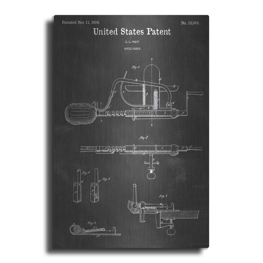 Luxe Metal Art 'Apple Parer Vintage Patent Blueprint' by Epic Portfolio, Metal Wall Art