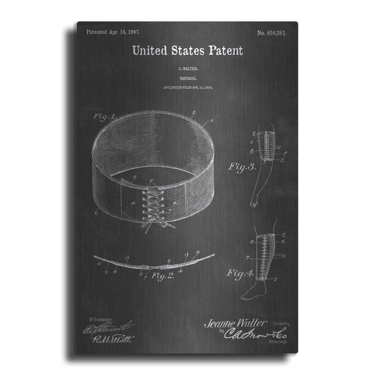 Luxe Metal Art 'Bandage Vintage Patent Blueprint' by Epic Portfolio, Metal Wall Art