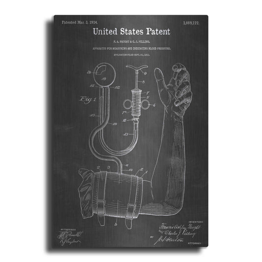Luxe Metal Art 'Blood Pressure Vintage Patent Blueprint' by Epic Portfolio, Metal Wall Art