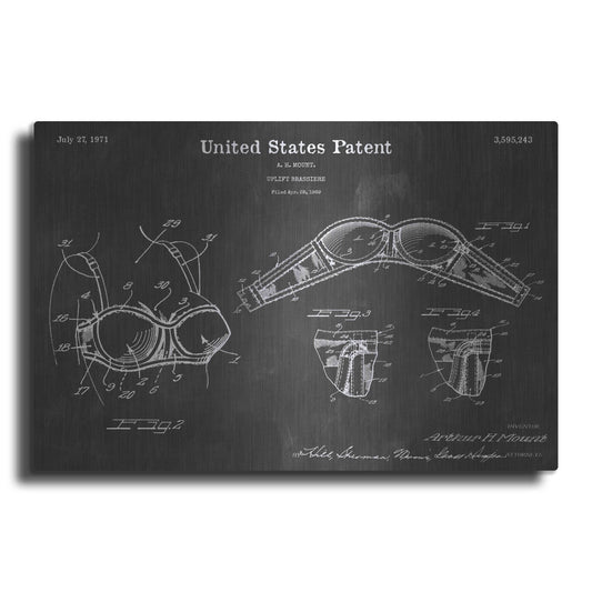 Luxe Metal Art 'Bra Vintage Patent Blueprint' by Epic Portfolio, Metal Wall Art