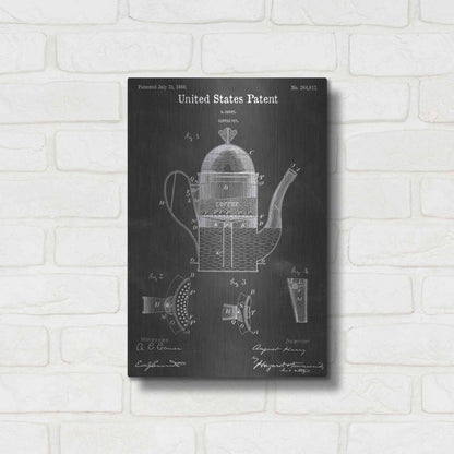 Luxe Metal Art 'Coffee Pot Vintage Patent Blueprint' by Epic Portfolio, Metal Wall Art,12x16