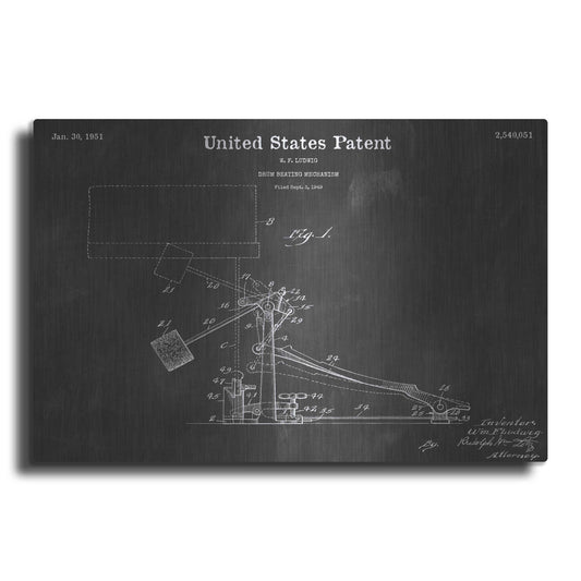 Luxe Metal Art 'Drum Beating Vintage Patent Blueprint' by Epic Portfolio, Metal Wall Art