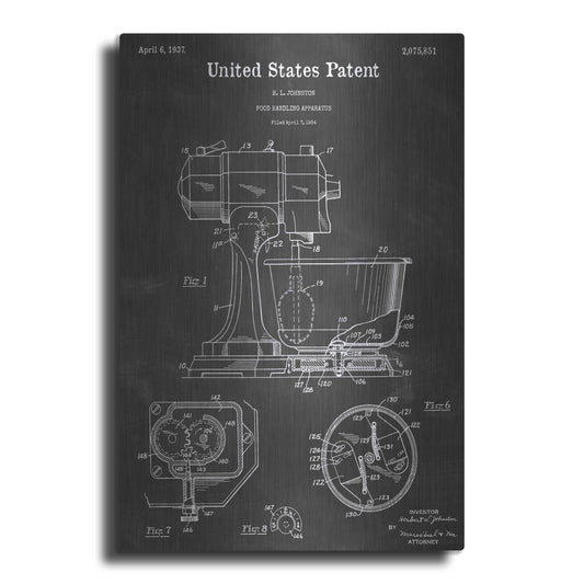 Luxe Metal Art 'Food Handling Vintage Patent Blueprint' by Epic Portfolio, Metal Wall Art