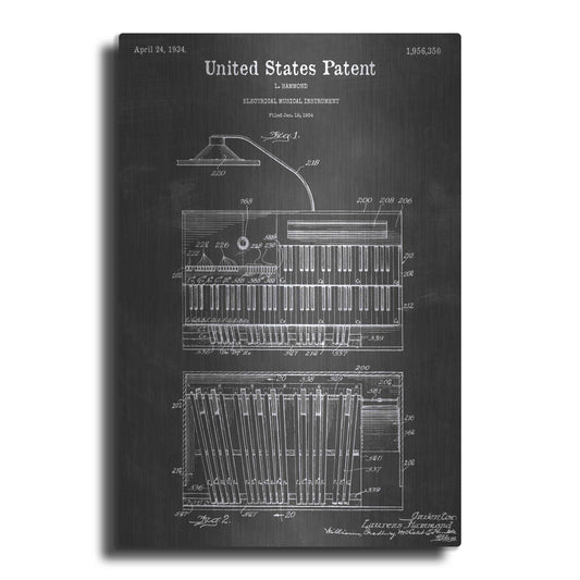 Luxe Metal Art 'Musical Instrument Vintage Patent Blueprint' by Epic Portfolio, Metal Wall Art