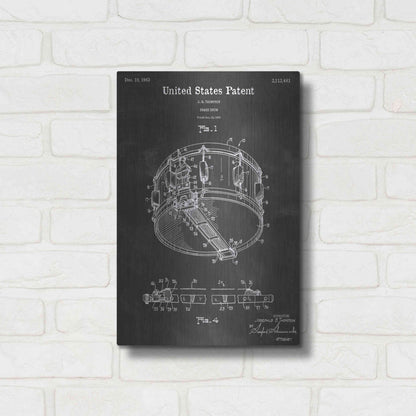 Luxe Metal Art 'Snare Drum Vintage Patent Blueprint' by Epic Portfolio, Metal Wall Art,12x16