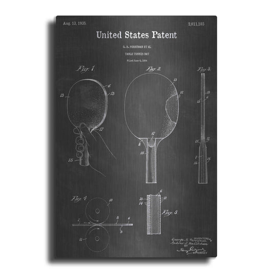 Luxe Metal Art 'Table Tennis Vintage Patent Blueprint' by Epic Portfolio, Metal Wall Art