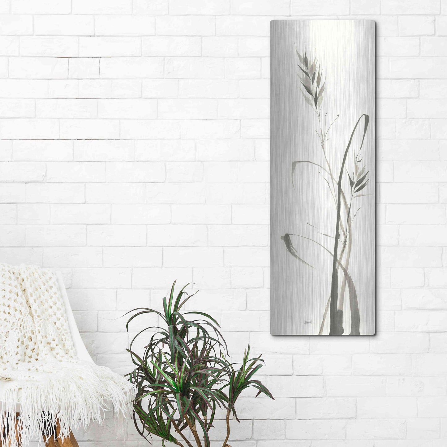 Luxe Metal Art 'Wild Grass II' by Chris Paschke, Metal Wall Art,16x48