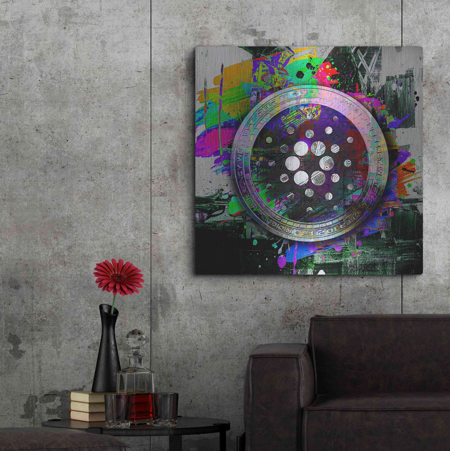 Luxe Metal Art 'Cardano Crypto Predator' by Epic Portfolio Metal Wall Art,36x36